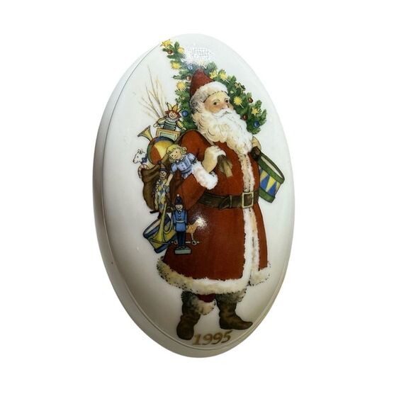 Vintage 1995 Reutter Santa Claus Porcelain Trinket Box Gold Rim Germany - Picture 3 of 14